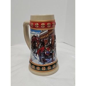 Budweiser Holiday Stein Collection Hometown 1993 Holiday Clydesdale Beer Mug